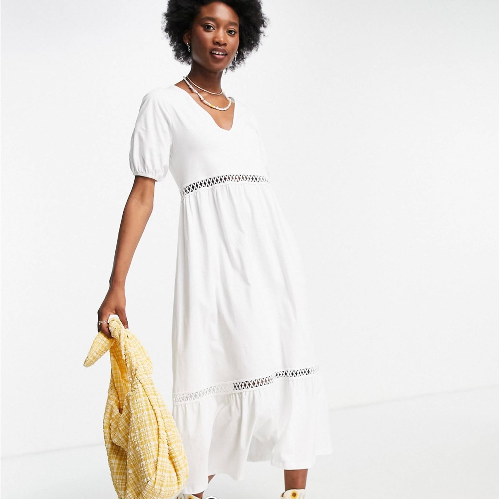 Asos white cotton midi dress